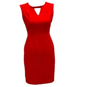Nine West Fire Red Sheath Dress w/Bk Studs Size 2